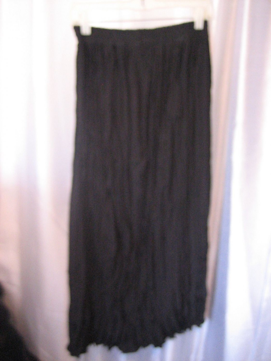 Women's Solid Black Mid Calf Boho Peasant Skirt Sz S Pre-Owned 100% Rayon