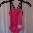 Speedo Girl's Dark Pink & Black Solid One Piece Swimsuit/Bathing Suit Sz 7 NWWT