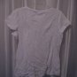 LoLe Junior Size White VNeck Grey Printed Lace Short Sleeve Shirt Sz XL PreOwned