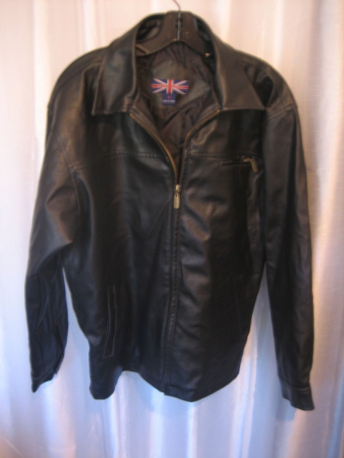 Whispering Smith Men's Black Faux Leather Zipper Front Jacket Sz M Pre-Owned
