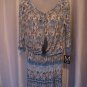 Mlle Gabrielle Women's White/Blue/Black Floral Tassel Knee Length Dress Sz S New