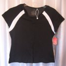Danskin Now Women's Black & White Color Block Tee Short Sleeve Sz XL/16-18 NWWT