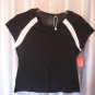 Danskin Now Women's Black & White Color Block Tee Short Sleeve Sz XL/16-18 NWWT