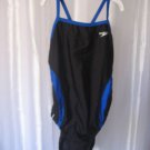 Speedo Performance Race II Tech Juniors Black/Blue One Piece Swimsuit Sz 32 NW