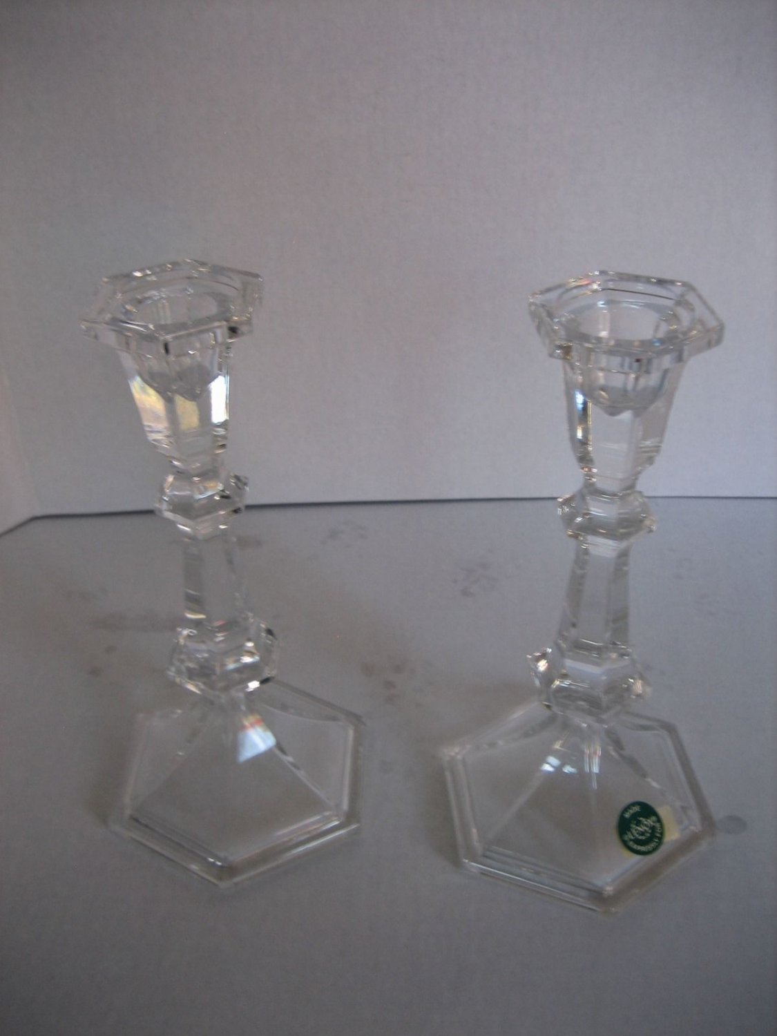 Lenox Clear Crystal 8 in.Tall Tabletop Candlestick Holders Set of 2 Pre-Owned