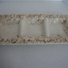 Classic Elements Ceramic Cream Antiqued Fruit Pattern 3 Section Platter 18"L. NW