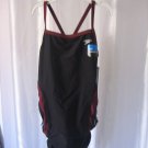 Speedo Performance Race II Tech Juniors Black/Maroon One Piece Swimsuit Sz 28 NW