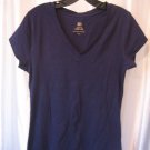 Faded Glory Navy Blue Junior Size V Neck Short Sleeve Shirt Sz L/12-14 Pre-Owned
