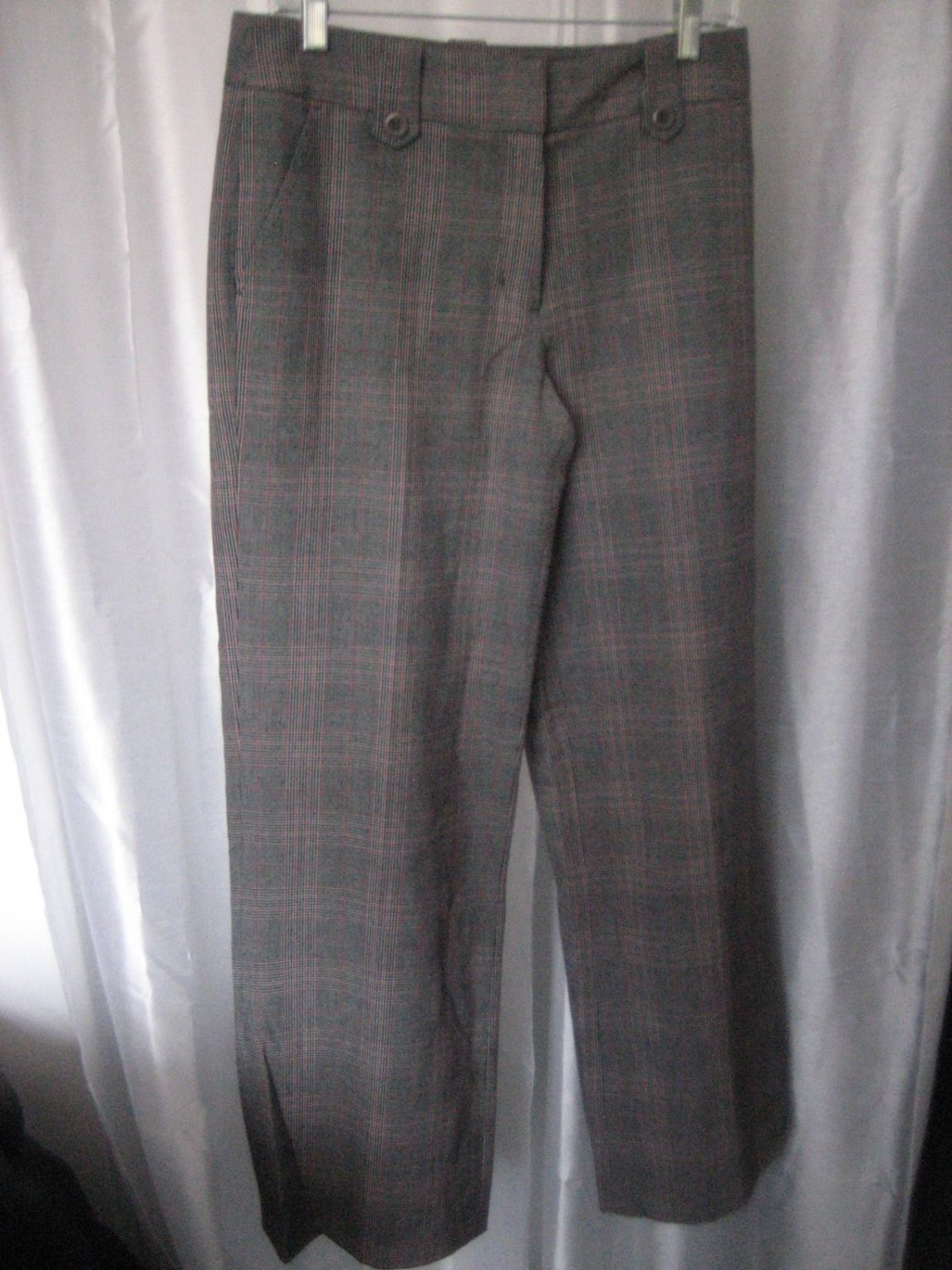 Mossimo Stretch Junior Size Black & Red Plaid Long Dress Pants Sz 10 Pre-Owned