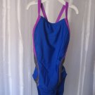 Speedo Pro LT Girl's Pink/Blue/Grey One Piece Swimsuit/BathingSuit Sz 26 Pre-Own