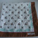 Ted Lapidus Paris Hummingbird Scarf White & Brown 26 in. Sq. Polyester Pre-Owned