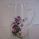 Vintage Avon Forget Me Nots Glass Hand Painted Juice Pitcher 8 in.T  New