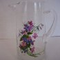Vintage Avon Forget Me Nots Glass Hand Painted Juice Pitcher 8 in.T  New