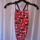 Adidas Infinitex Red Tye Dye Girl's One Piece Swimsuit Sz 22 NWWT 100%Polyester