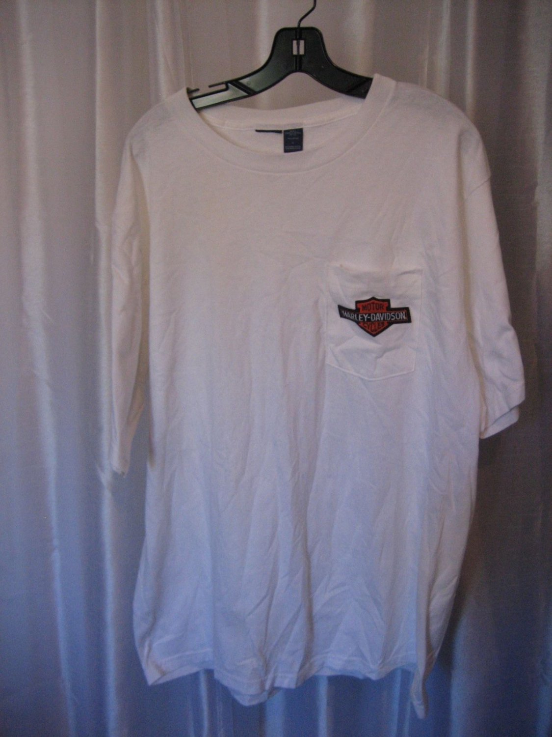 Harley-Davidson Patch on Men's White 100% Cotton T Shirt Sz XL Pre-Owned