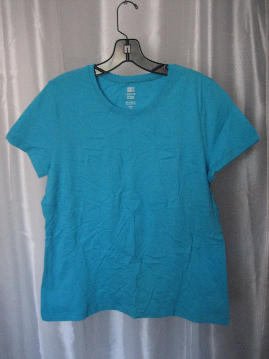 Faded Glory Junior Size Blue Short Sleeve Shirt 100% Cotton Sz L 12/14 Pre-Owned