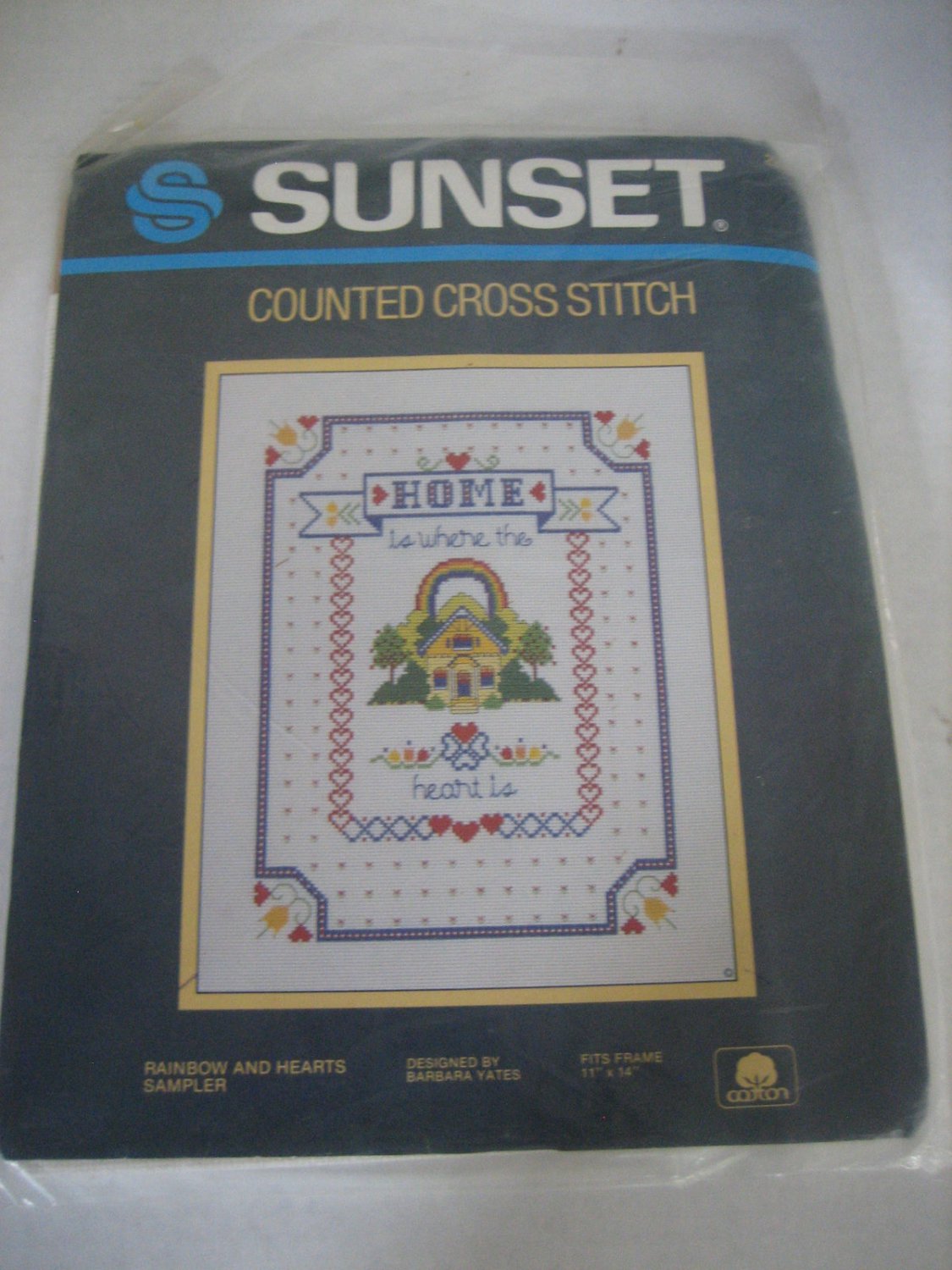 Sunset Counted Cross Stitch Kit Rainbow And Hearts Sampler By Barbara Yates New