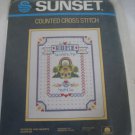 Sunset Counted Cross Stitch Kit Rainbow And Hearts Sampler By Barbara Yates New