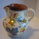 Ceramiche Alfa Pottery Leaf Print Cream/Blue/Rust/Yellow Liquid Pitcher Preowned