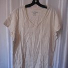 Faded Glory Junior Size Oatmeal V Neck Short Sleeve Shirt Sz XL16-18 Pre-Owned