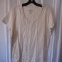 Faded Glory Junior Size Oatmeal V Neck Short Sleeve Shirt Sz XL16-18 Pre-Owned