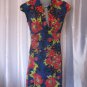 Axara Paris Junior Size Red/Black/Blue Floral Cap Sleeve Knee Dress Sz S NWNT
