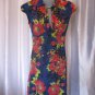 Axara Paris Junior Size Red/Black/Blue Floral Cap Sleeve Knee Dress Sz S NWNT