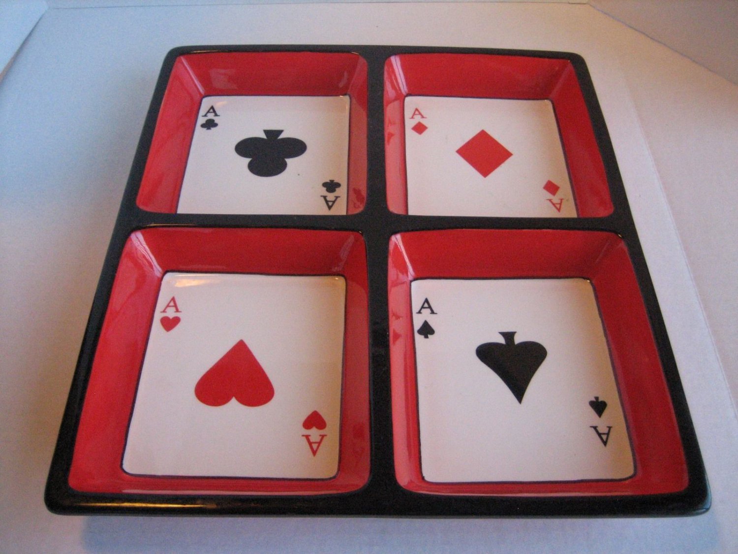 Ambiance Collections 4 Sided Card Ceramic Serving Platter 15 in.L x 13 in.W New