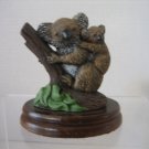 Vintage Koala and Baby Bronze Figurine on Wood Base By The Bronze Menagerie