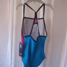 Speedo Girl's One Piece Blue/Dark Pink Solid Swimsuit/Bathingsuit Sz 7 NWWT