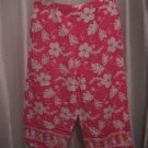 White Stag Pink & White Hawaiian Print Capri/Cropped Pants SZ L 12-14 Pre-Owned