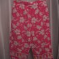 White Stag Pink & White Hawaiian Print Capri/Cropped Pants SZ L 12-14 Pre-Owned