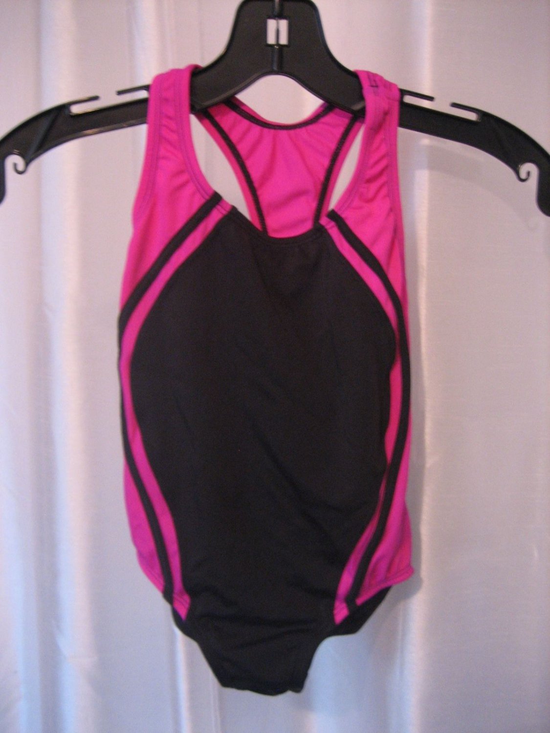 Speedo Girl's Hot Pink & Black Solid One Piece Swimsuit/Bathing Suit Sz ...