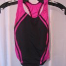 Speedo Girl's Hot Pink & Black Solid One Piece Swimsuit/Bathing Suit Sz 8 NWWT