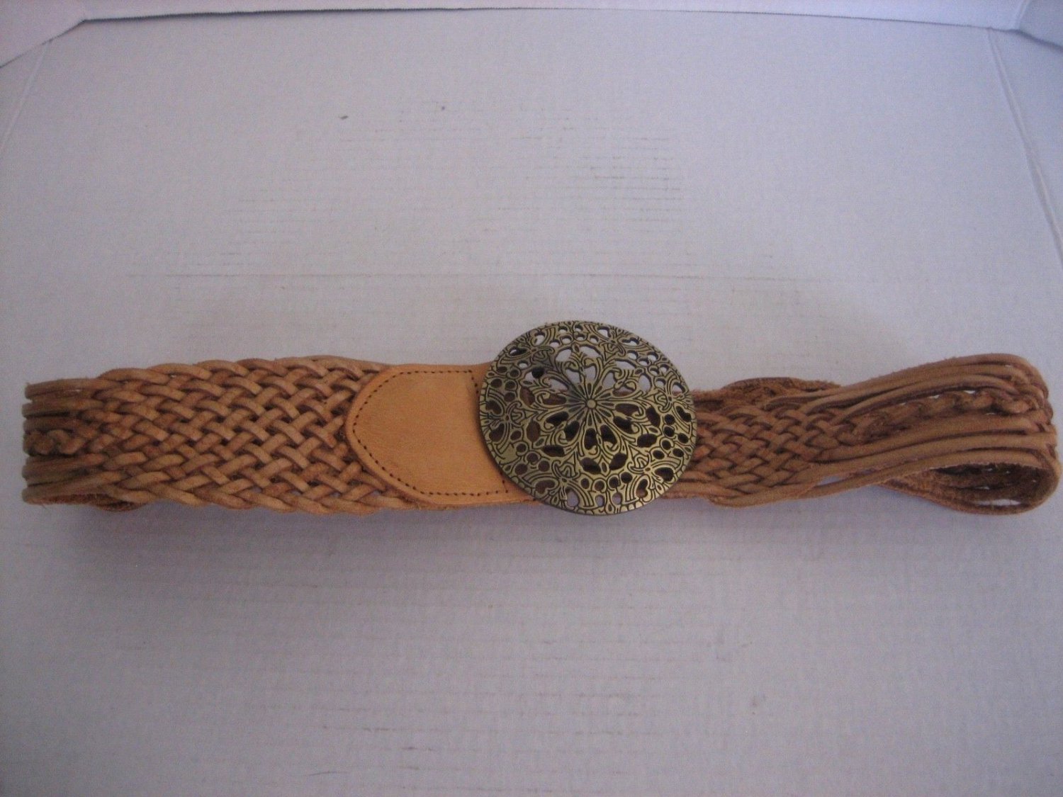 Hollister Junior Size 100% Genuine Natural Tan Leather Wide Belt Sz XS/S NWNT