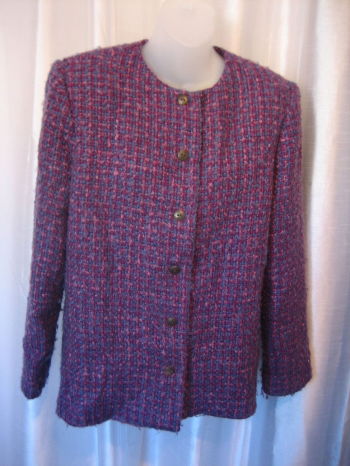 Alfred Dunner Women's Blue & Purple Button Down Blazer Jacket Sz 14 Pre-Owned