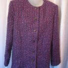 Alfred Dunner Women's Blue & Purple Button Down Blazer Jacket Sz 14 Pre-Owned