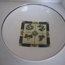 Large White Ceramic Bowl with Blue Trim & Spices on Bottom of Bowl 13 in. R New