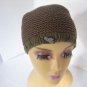 Earth Unisex Green/Brown Knit Beanie Hat Sz One Size Pre-Owned 55% Cotton