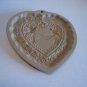 Brown Bag Cookie Art Ceramic Heart Shaped Cookie Mold Press 2 Birds w/Ribbon 85