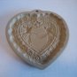 Brown Bag Cookie Art Ceramic Heart Shaped Cookie Mold Press 2 Birds w/Ribbon 85