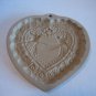 Brown Bag Cookie Art Ceramic Heart Shaped Cookie Mold Press 2 Birds w/Ribbon 85