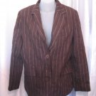 Isaac Mizrahi for Target Women's Brown Linen Pinstriped Blazer Sz 12 Pre-Owned