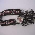 Roxy Junior Size Brown Suede Leather Beaded & Shell Tie Wide Belt Sz Free NWWT