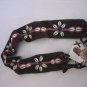 Roxy Junior Size Brown Suede Leather Beaded & Shell Tie Wide Belt Sz Free NWWT