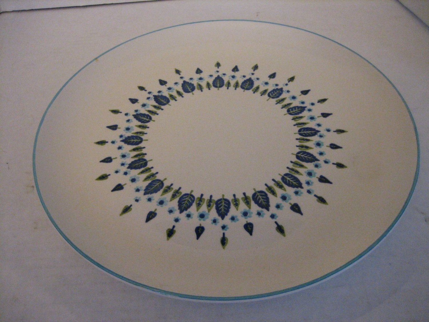 Vintage Swiss Alpine Chalet Made in America Ceramic 11 1/2 in.R. Platter Pre-Own
