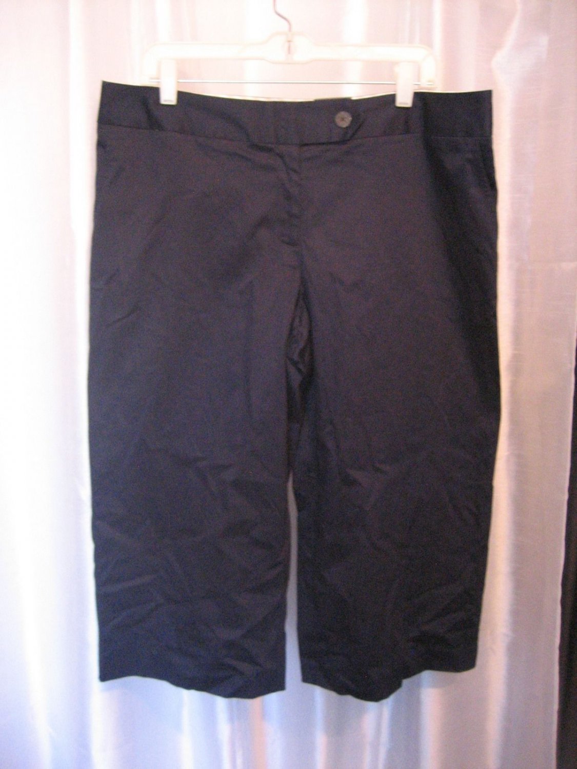 George Stretch Extended Tab Crop Pants Navy Aviator Sz 16 97%Cotton/3%Spandex NW
