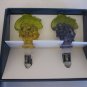 Mikasa Crystal Chablis Purple/Yellow Grapes Bottlestopper Set of 2 NWIB Austria