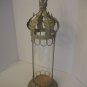 Tall Antiqued Cream Metal & Clear Glass Decorative Tabletop Candle Holder NWNT