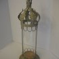 Tall Antiqued Cream Metal & Clear Glass Decorative Tabletop Candle Holder NWNT